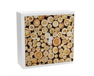 Armoire basse à rideaux - EASY OFFICE - H104xL110 cm - Bois