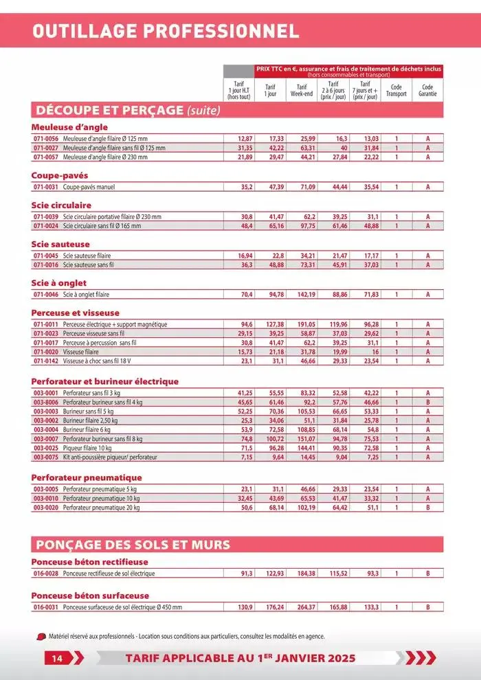 Tarifs particuliers du 3 janvier au 31 décembre 2025 - Catalogue page 16