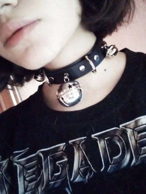 Collier Ras-du-Cou Réglable Bouclé Anneau en Métal