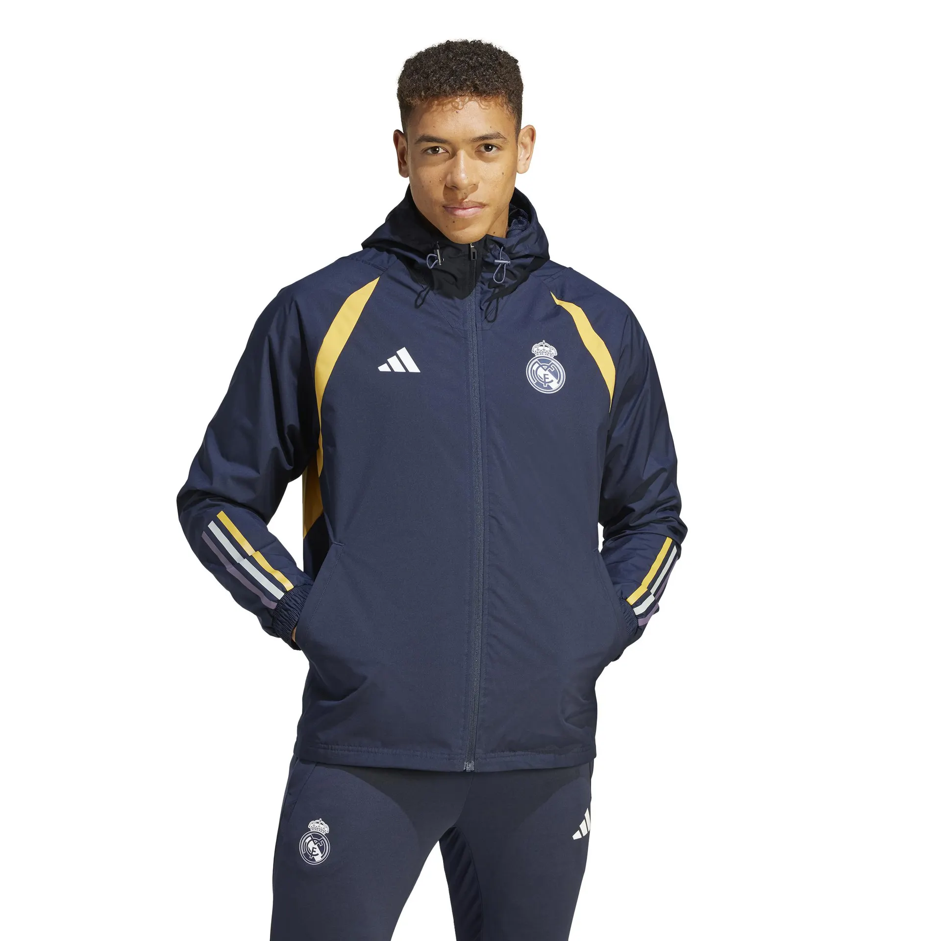 Veste Coupe-Vent Real Madrid 2023/2024 -Bleu/Jaune/Blanc