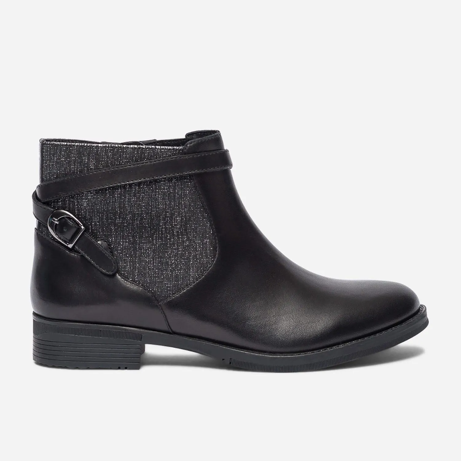 Boots jodhpur noir en cuir à élastique pailleté