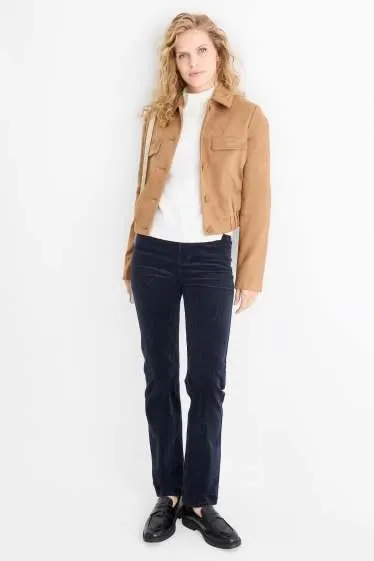 Corduroy trousers - high waist - straight fit - LYCRA®