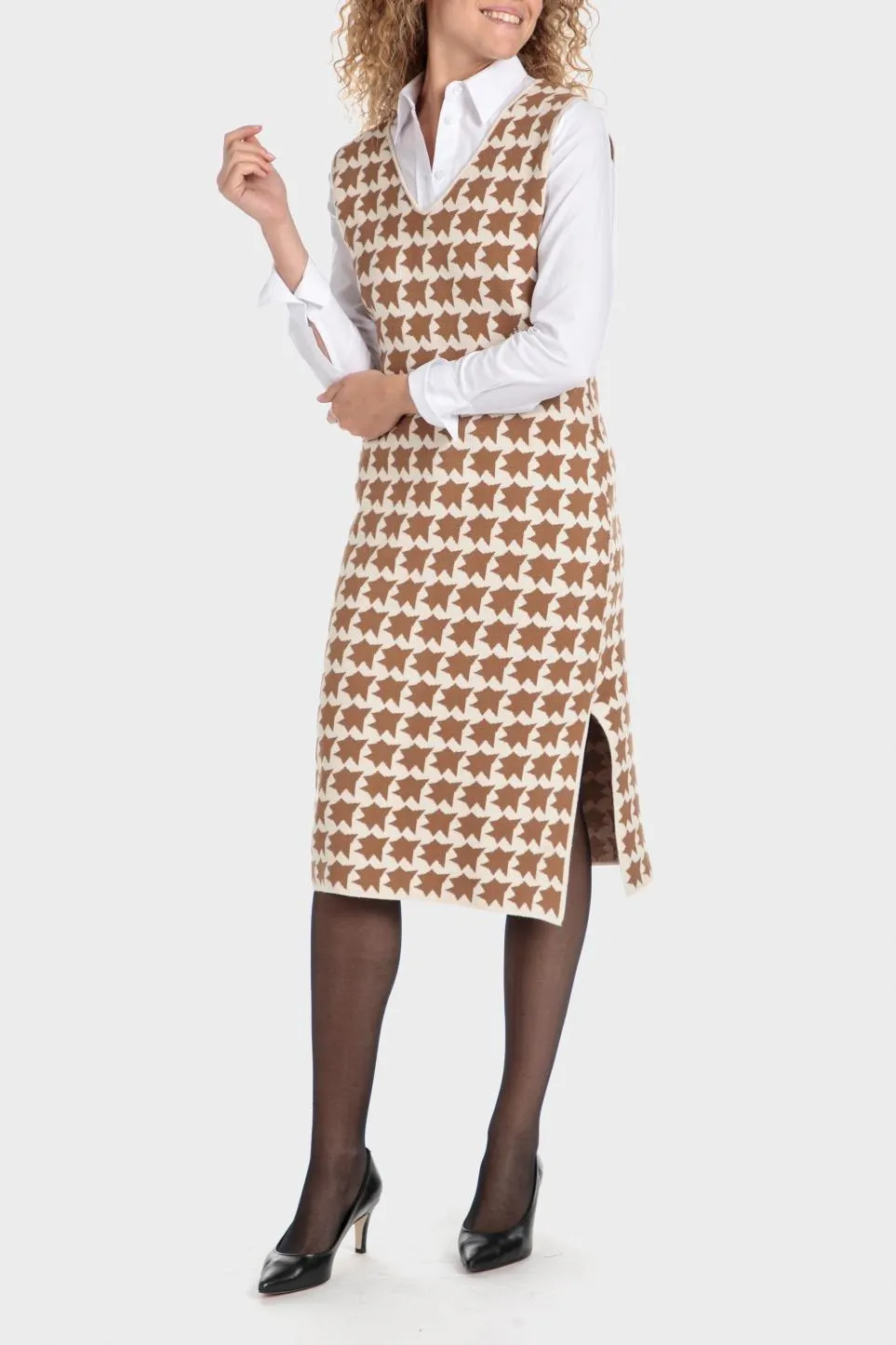 Robe tricot pied-de-poule