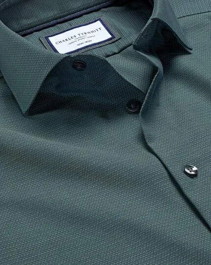 Non-Iron Diamond Stretch Texture Shirt - Atlantic Green