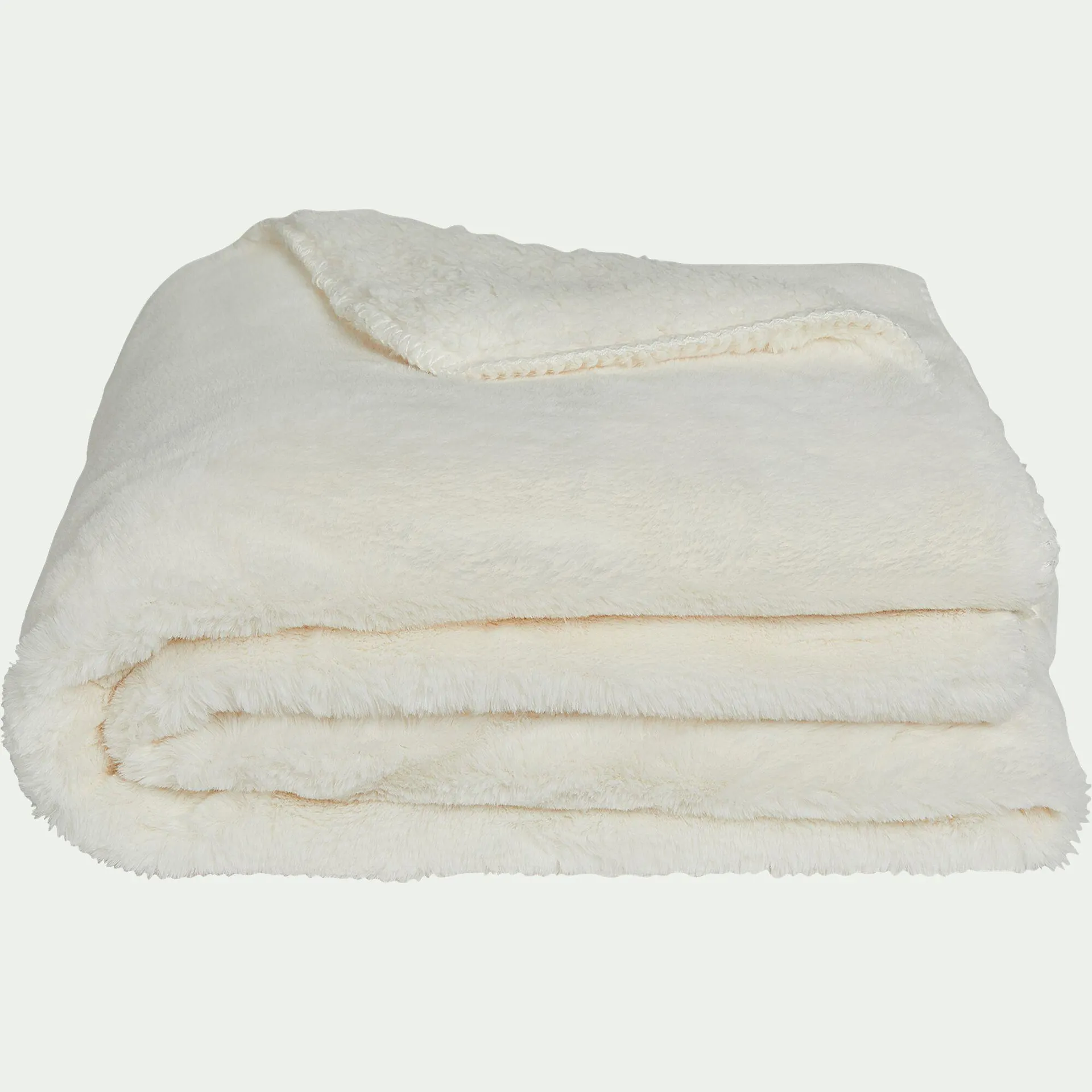 Couvre lit imitation fourrure - blanc ventoux 180x220cm