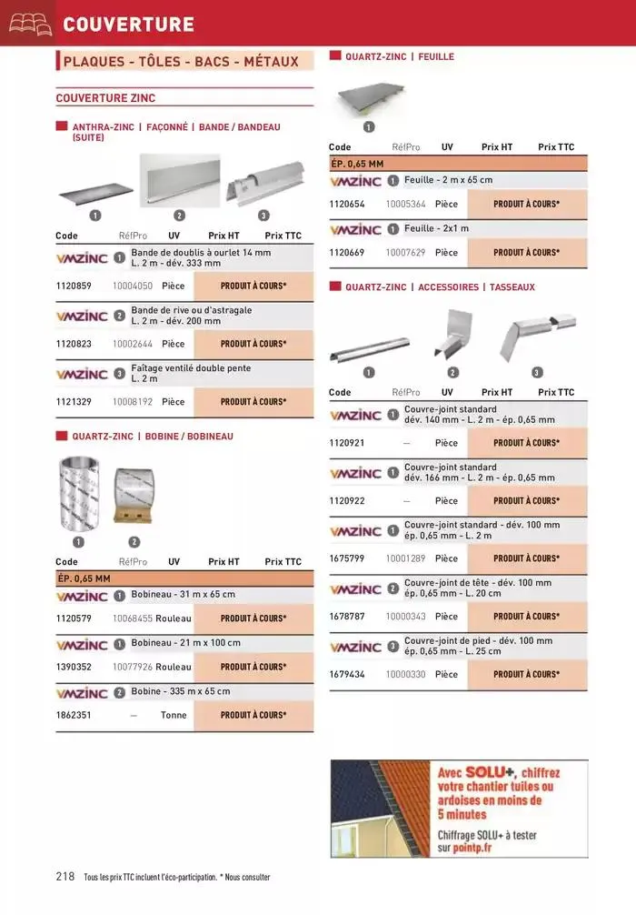 Matériaux 2025 du 1 janvier au 31 décembre 2025 - Catalogue page 218