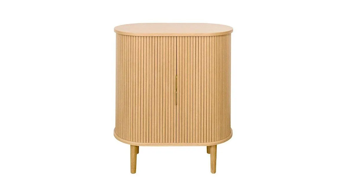 Buffet haut vintage avec portes coulissantes bois clair chêne L70 cm EPIC