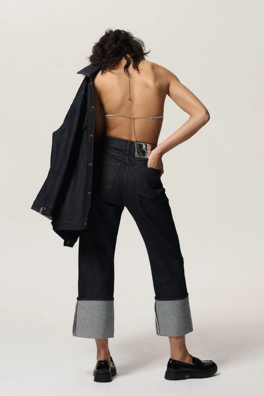 Denim 5 poches à revers BROOKLYN ENCRE