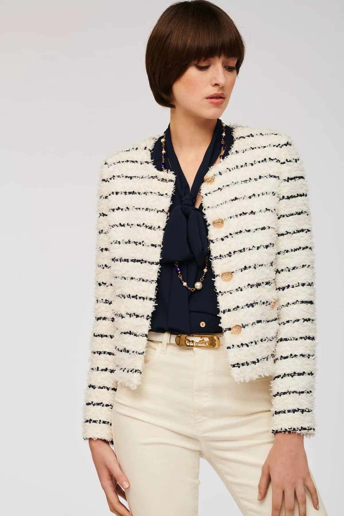 Veste en tweed marinière