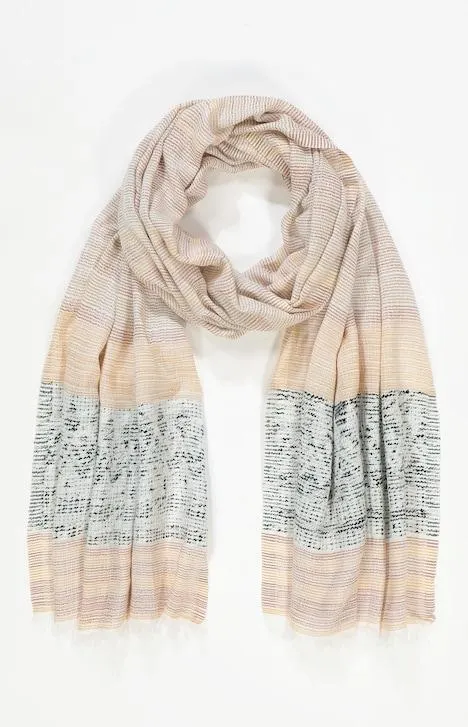 Écharpe, rayures texturées, tissu fin