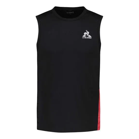 T-shirt Le Coq Sportif Training sans manches noir rouge