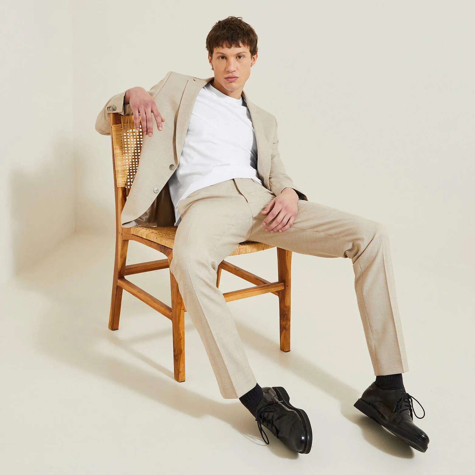 Costume 2 pièces slim bi-ton - Beige