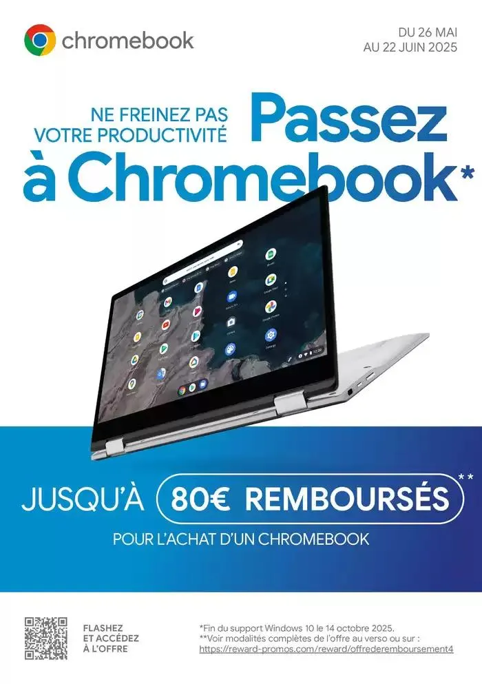 Jusqu'à 80€ remboursés pour l'achat d'un Chromebook du 26 mai au 22 juin 2025 - Catalogue page 1