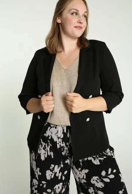 Blazer uni ouvert avec boutons d'officiers