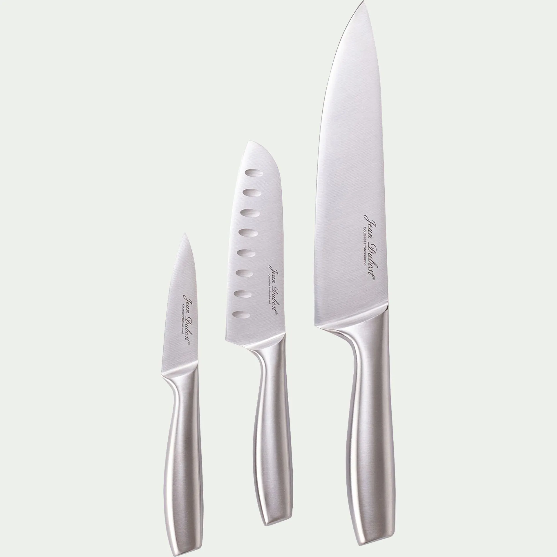 Lot de 3 couteaux de cuisine en inox - argenté
