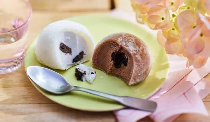 2 mochis glacés cacao coeur coulant / cookie