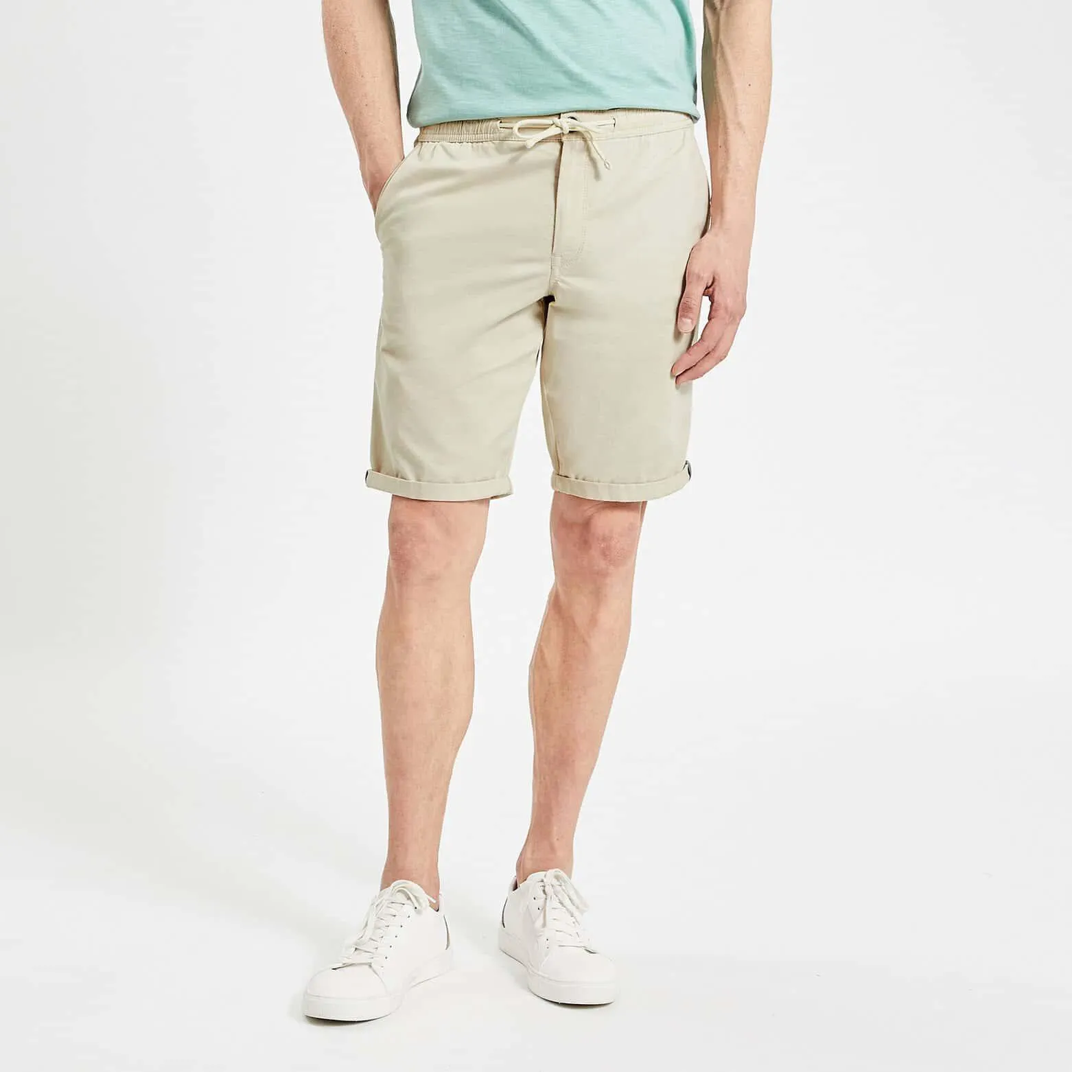 Bermuda chino taille élastiquée - Beige