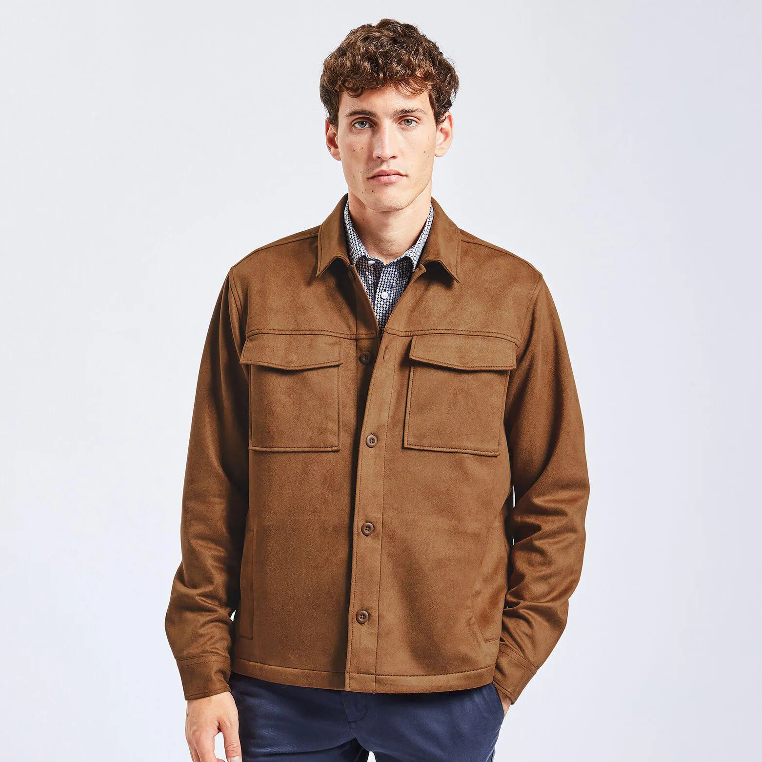 Surchemise unie suede - Orange