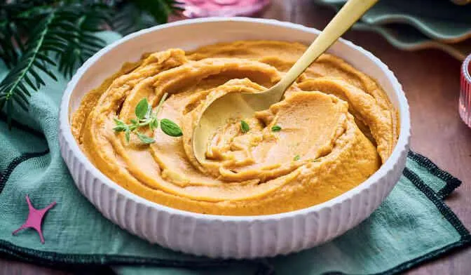 Purée patate douce,marron, agrume, poivre Sichuan