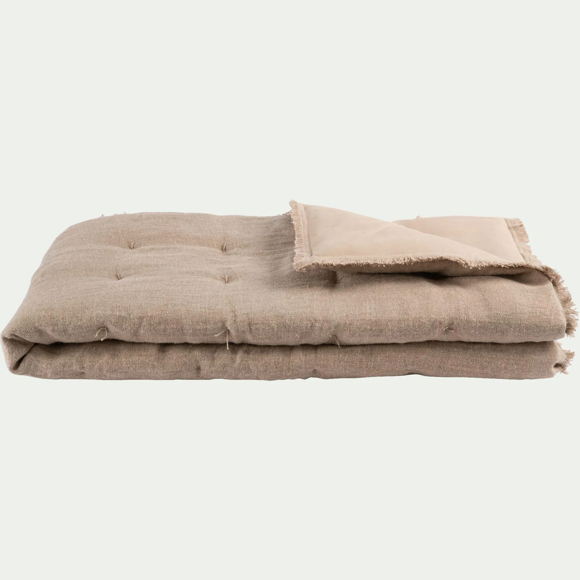 Edredon en lin et coton frangé 100x180cm - beige alpilles