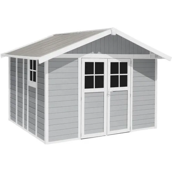 Abri de jardin résine Grosfillex 11,2 M2 Ep. 26 mm Deco gris
