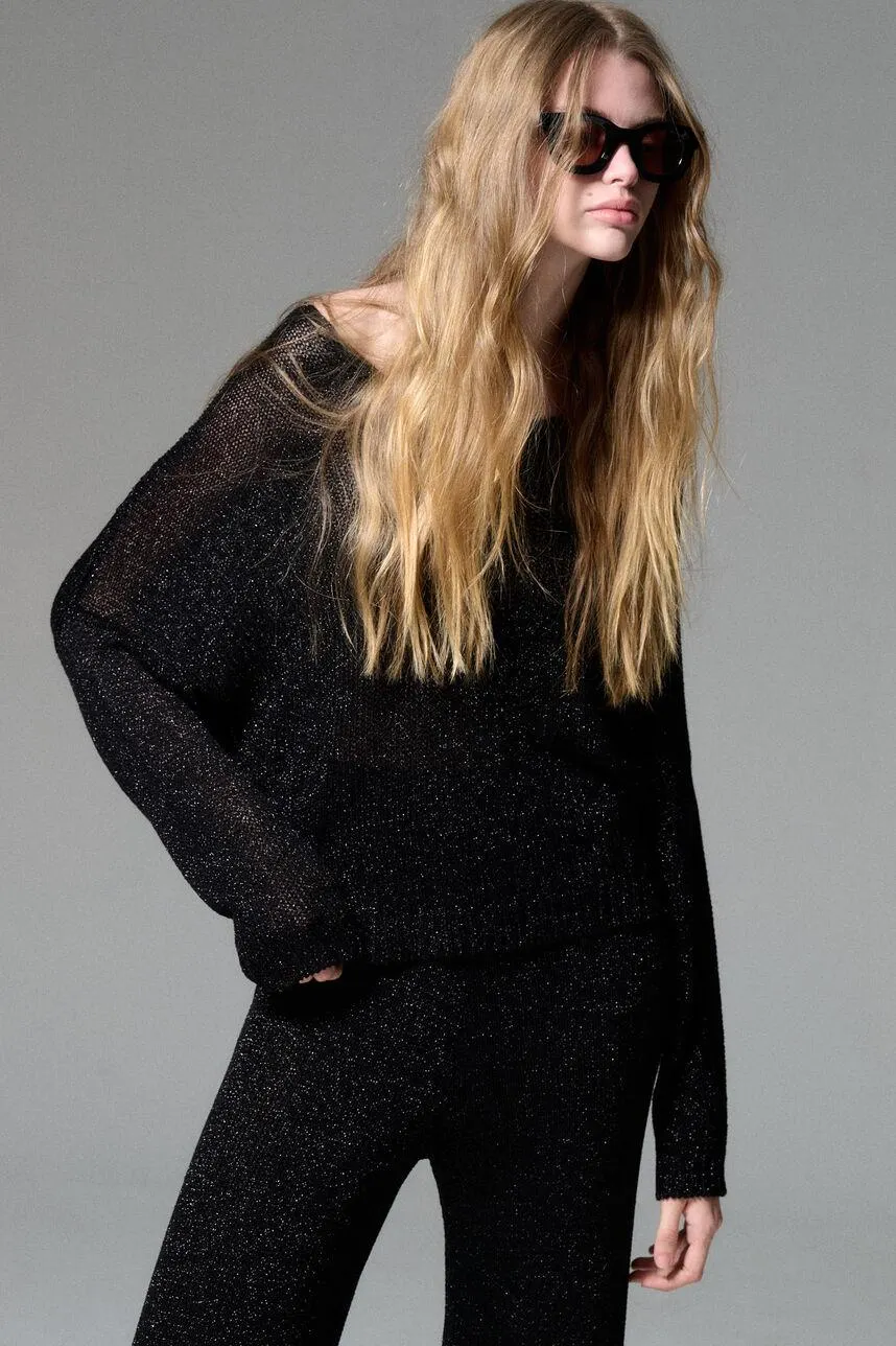Pull oversize en maille tricot lurex PACIFIC SHINE