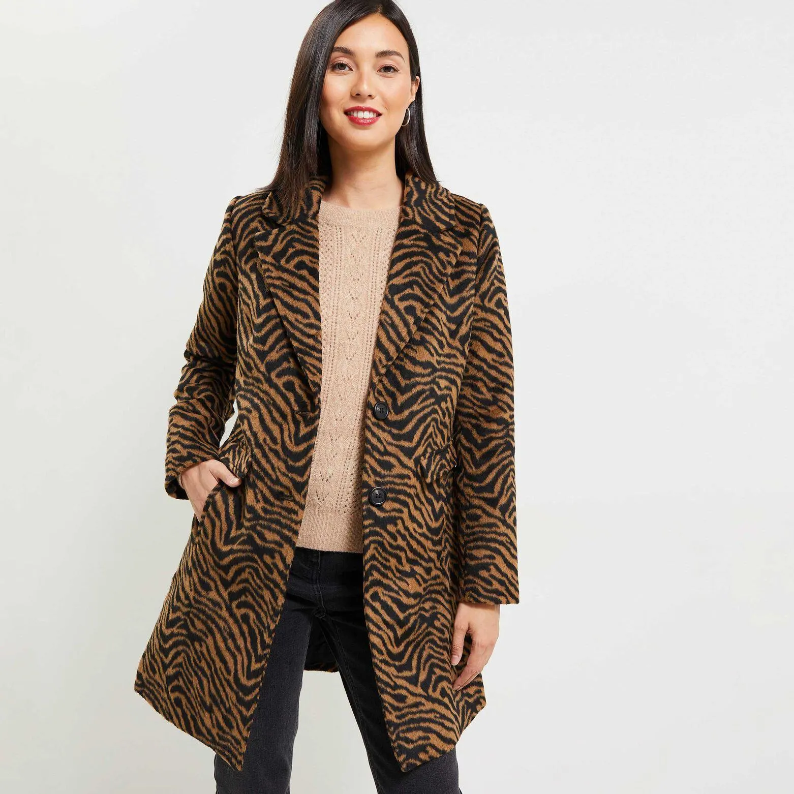 Manteau par-dessus motif animalier femme