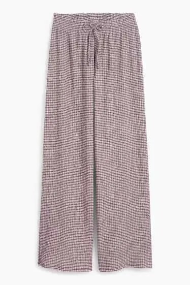 Jersey trousers - mid-rise waist - wide leg - striped
