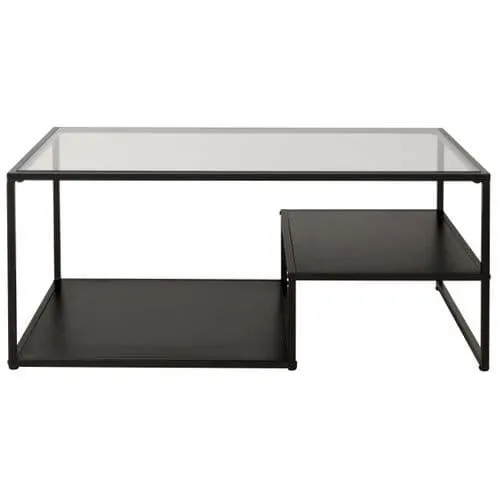 Table basse MARC 115 cm noir verre trempé