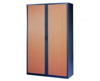 Armoire haute à rideaux monobloc - PIERRE HENRY - L90 x H180 - Anthracite / Merisier