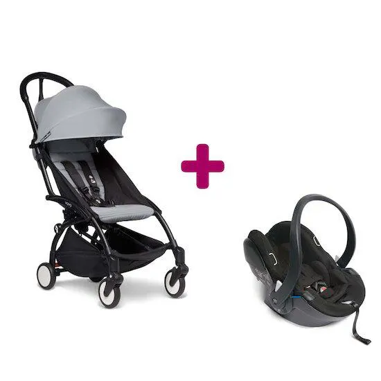 Pack poussette YOYO² chassis noir + coque yoyo + pack 6+ stone de BABYZEN