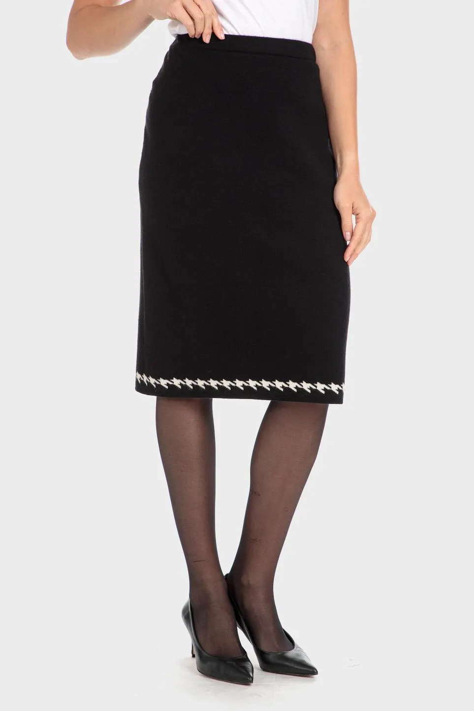 Jupe tricot pied-de-poule