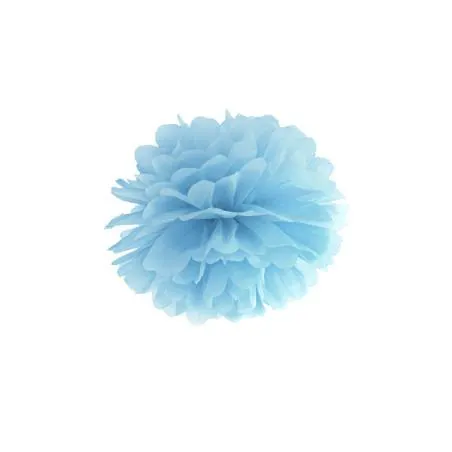 Pompon à suspendre en papier bleu 35 cm