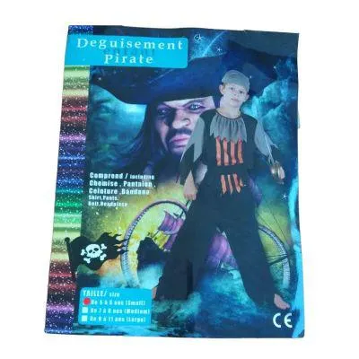 Déguisement enfant pirate orange et noir - Taille au choix