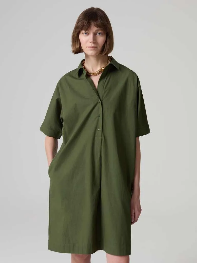 Short shirt dress with pockets Vert armée