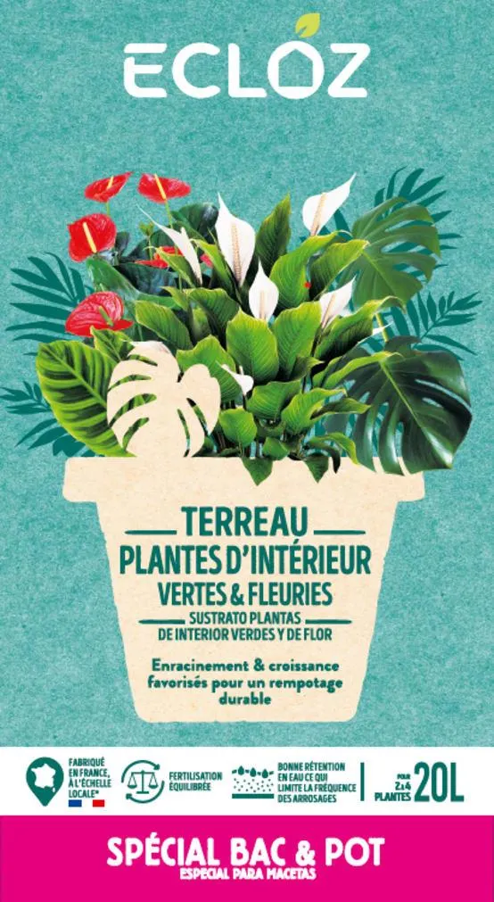 Terreau plantes vertes et d'intérieur 20L - ECLOZ