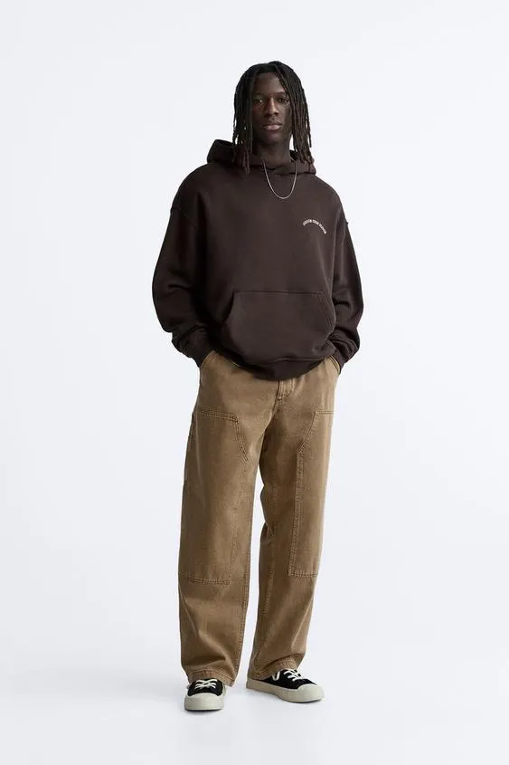 HOODIE WITH EMBROIDERED SLOGAN