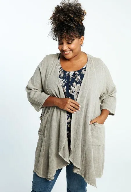 Longue veste unie en gaze