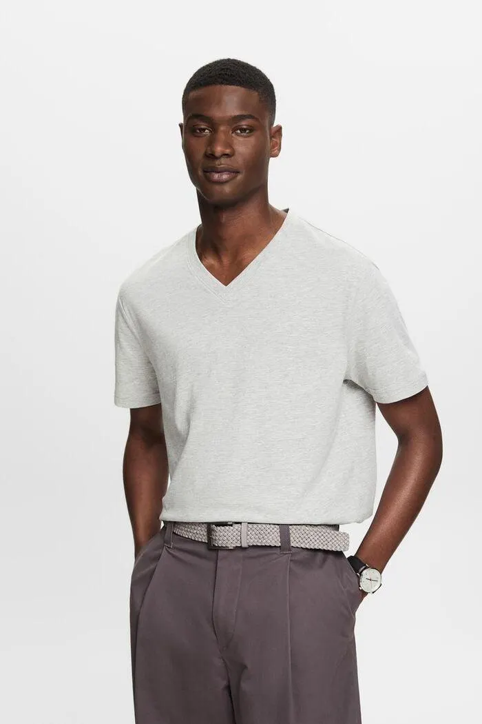 T-shirt à encolure en V, coton biologique mélangé