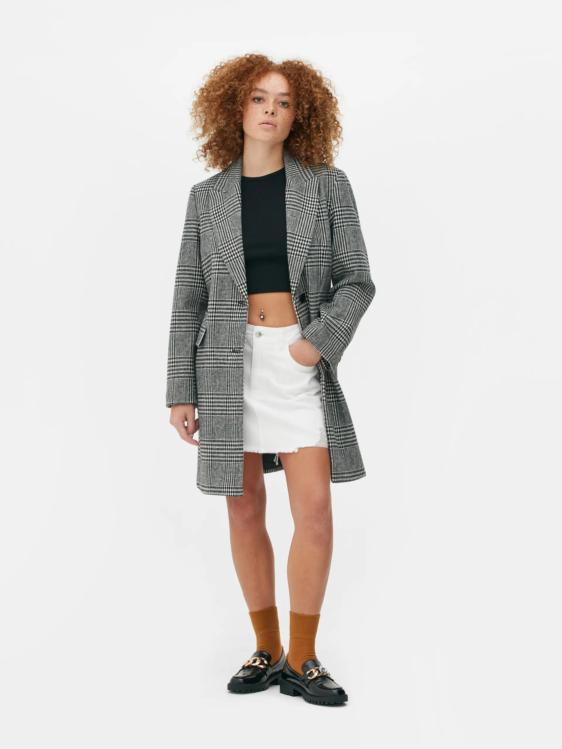 Manteau long à carreaux