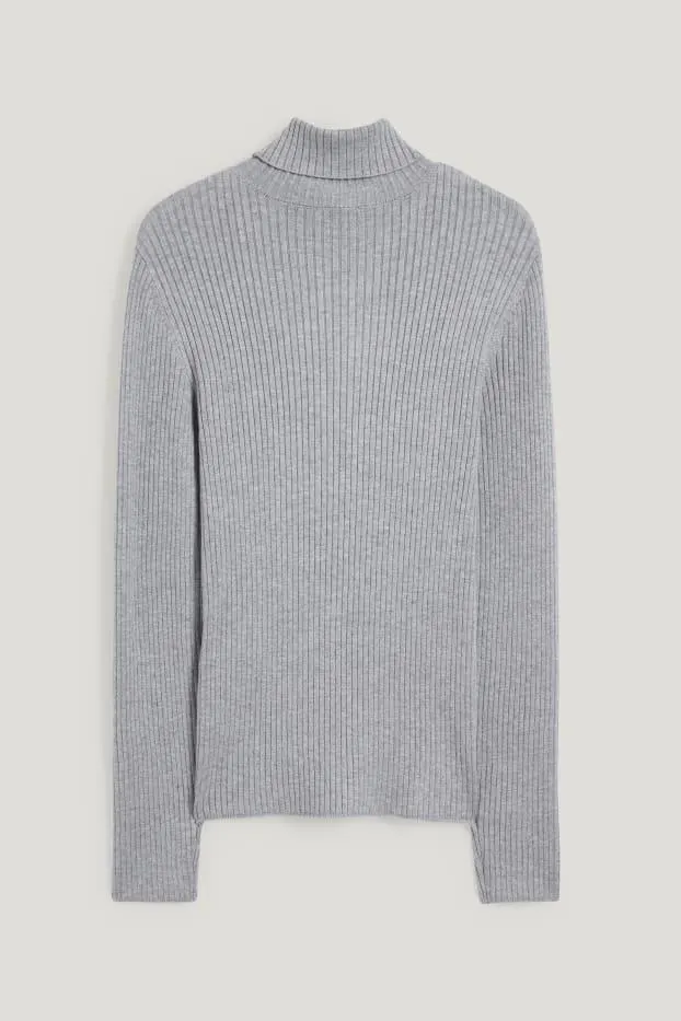 Basic polo neck jumper - ribbed