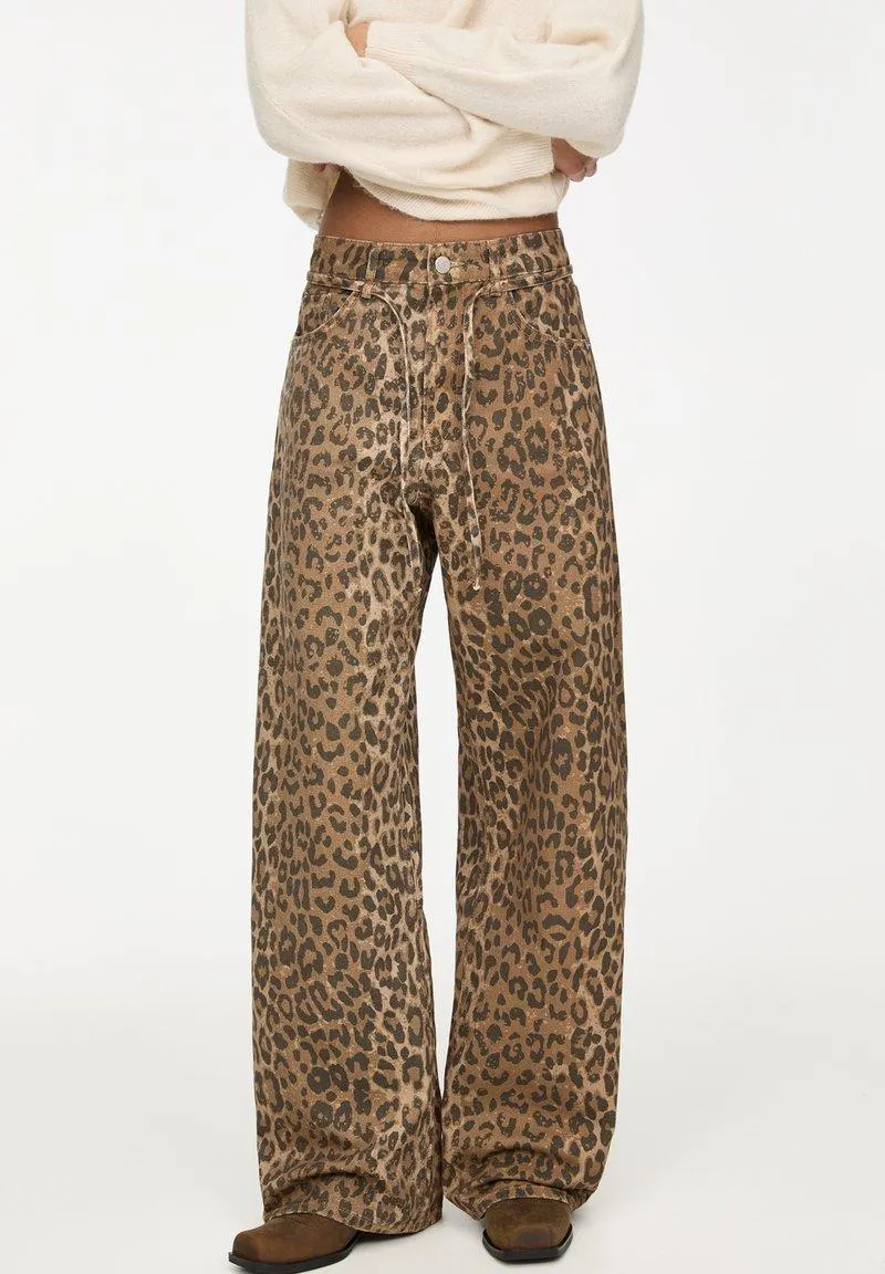 LEOPARD - Jean boyfriend - brown