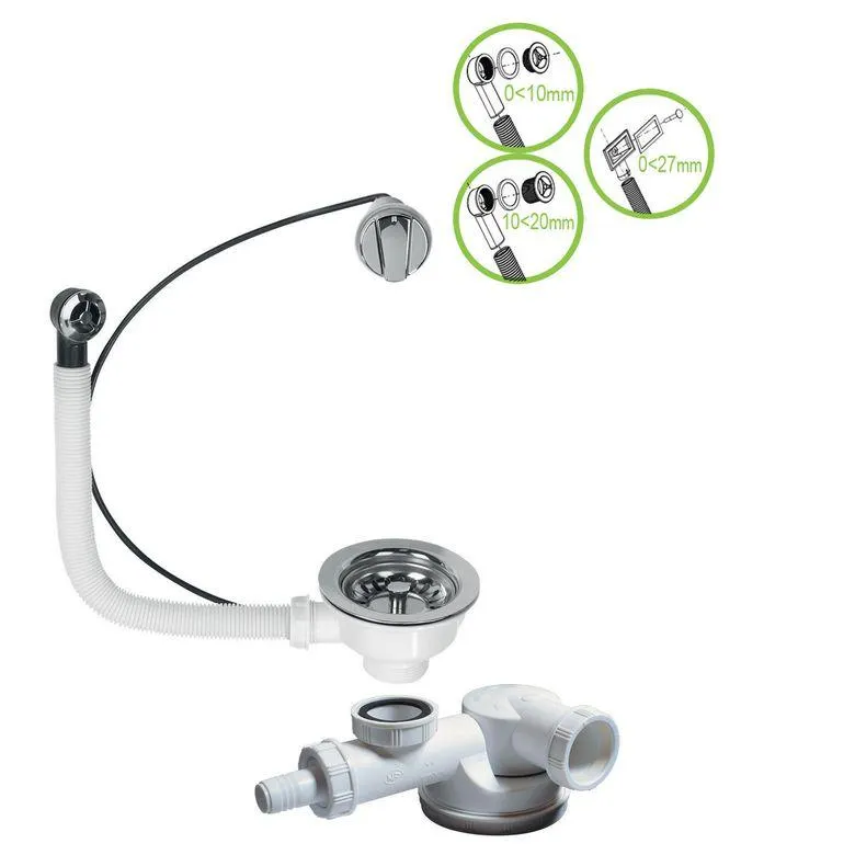 Vidage universel automatique gain de place pour évier 1 bac