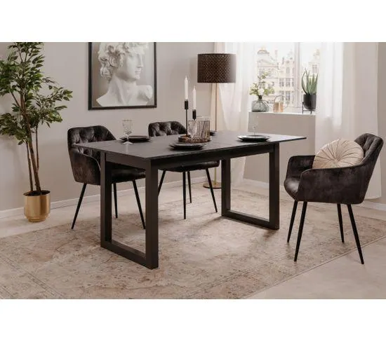 Table à manger extensible L.160-200 cm AUSTIN imitation ardoise