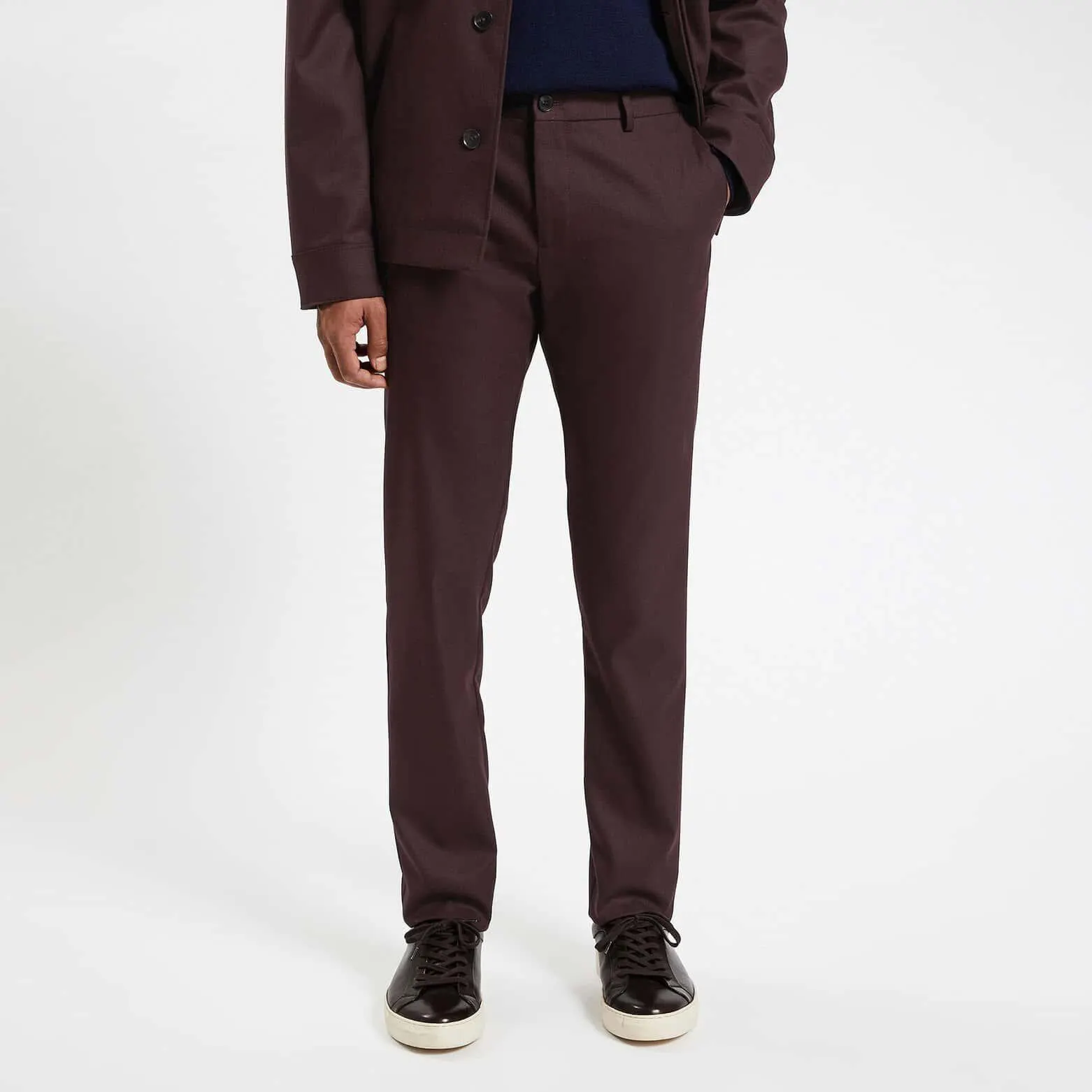 Pantalon chino slim effet flanelle - Bordeaux