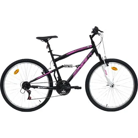 Vélo VTT 26'' Tout Suspendu Femme "Twister" - 18 Vitesses - Freins V-Brake - Jantes en aluminium