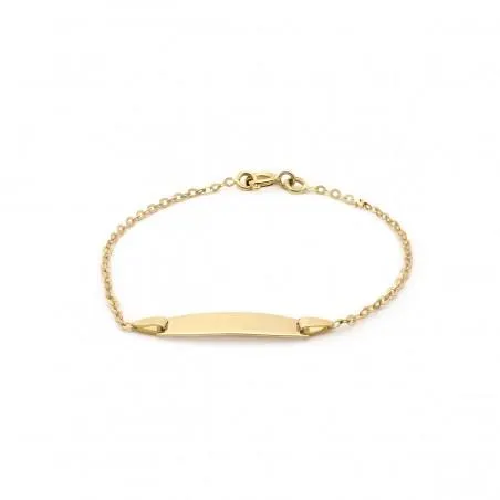 Gourmette identité Carador en or jaune 750/000, plaque rectangulaire maille jaseron