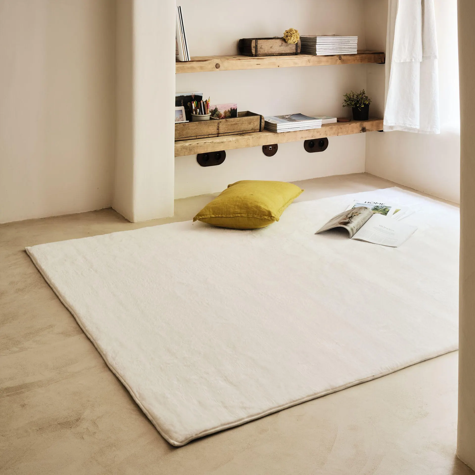 Tapis imitation fourrure - blanc ventoux 150x200cm