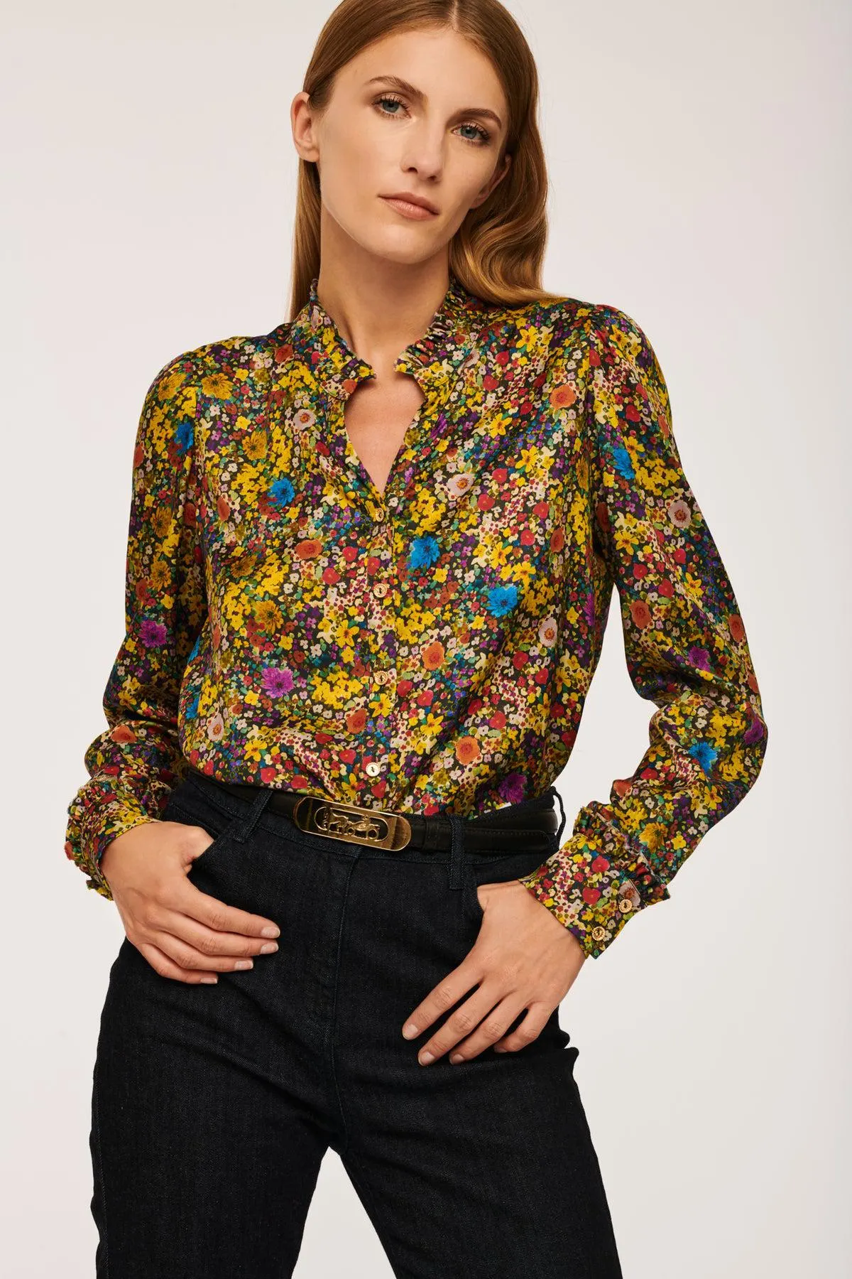 Chemise imprimée fleurs multico