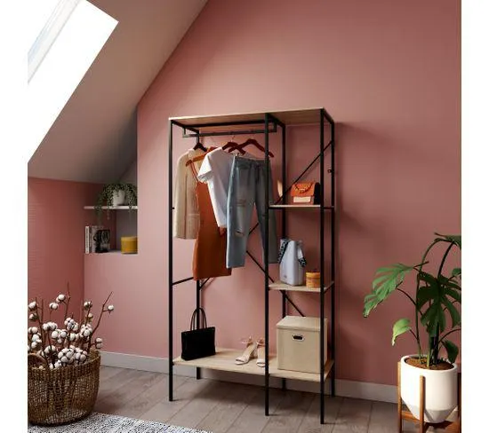 Penderie TRENDY 2 Noir et naturel